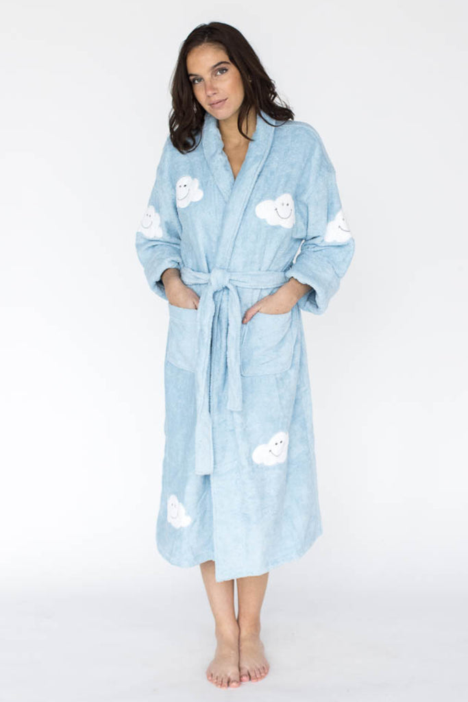 Buy TIE-BELT BLUE SATIN DRESSING GOWN for Women Online in India